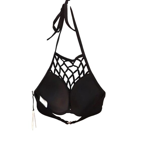 NWT 36C Shade & Shore Padded Fishnet Macrame Netted Bikini Top - Picture 4 of 5